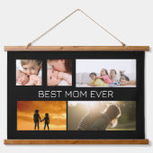 Beste Mam Ooit 5 Fotocollage Zwart Hangend Wandkleed (Voorkant)