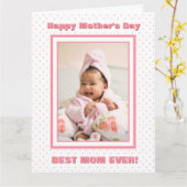 Beste mam ooit aangepaste fotoroze moederdag kaart (Gele Bloem)