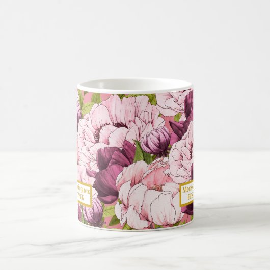 Beste mam ooit aangepaste goudnaam Elegant Pink Pe Koffiemok (Center)