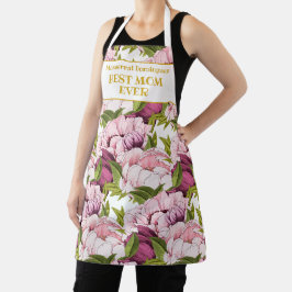Beste mam ooit aangepaste goudnaam Roze pony Flora Schort