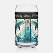 Beste mam ooit blauw en Blauwgroen dolfijn Blikvorm Glas (Achterkant)