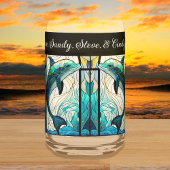 Beste mam ooit blauw en Blauwgroen dolfijn Blikvorm Glas