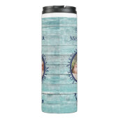 Beste mam ooit Blauwgroen hout Nautical Navy Ancho Thermosbeker (Achterkant)