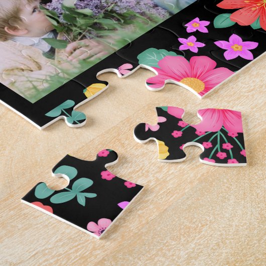 Beste Mam Ooit Bloemen Foto Collage Verjaardag Legpuzzel (Zijkant)