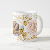 Beste Mam Ooit Bloemen Foto Moederdag Grote Koffiekop (Voorkant rechts)