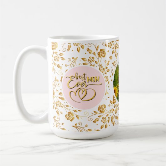Beste Mam Ooit Bloemen Foto Moederdag Koffiemok (Links)