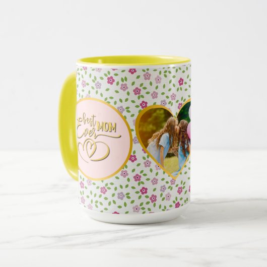 Beste Mam Ooit Bloemen Foto Moederdag Mok (Voorkant links)