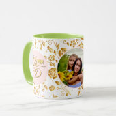 Beste Mam Ooit Bloemen Foto Moederdag Mok (Voorkant links)