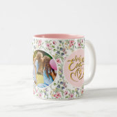 Beste Mam Ooit Bloemen Foto Moederdag Tweekleurige Koffiemok (Voorkant rechts)