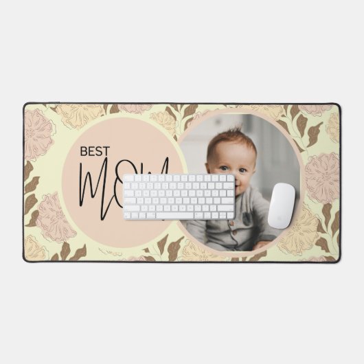Beste mam ooit bloemenpatroon foto bureaumat (Keyboard & Muis)