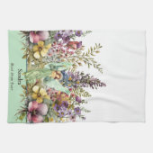 Beste Mam Ooit, Engel en wilde bloemen bloemenperz Theedoek (Horizontaal)