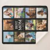 Beste Mam Ooit Familie Foto Collage Zwart Sherpa Deken (Voorkant (horizontaal))