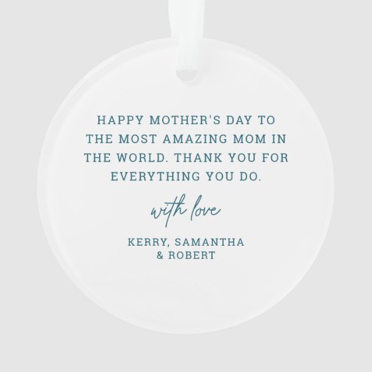 Beste Mam Ooit Floral Custom Bericht Ornament (achterkant)