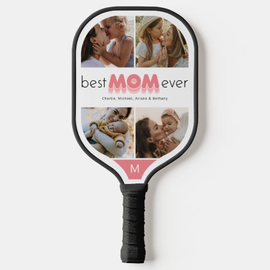 Beste mam ooit Foto Collage Pickleball Paddle (Achterkant)