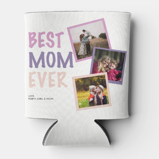 Beste Mam Ooit Fotocollage Gepersonaliseerde Paste Blikjeskoeler (Voorkant)