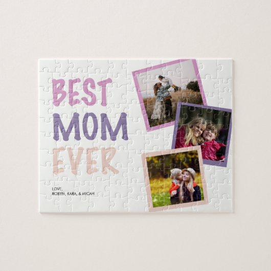 Beste Mam Ooit Fotocollage Gepersonaliseerde Paste Legpuzzel (Horizontaal)