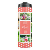 Beste Mam Ooit Fotocollage Koraal en Wit Thermosbeker (Voorkant)