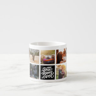 Beste mam ooit Gepersonaliseerd Foto Collage Black Espresso Kop