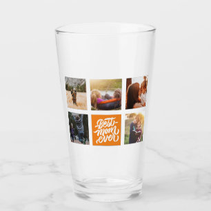 Beste mam ooit Gepersonaliseerd Foto Collage Oranj Glas