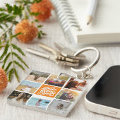 Beste mam ooit Gepersonaliseerd Foto Collage Oranj Sleutelhanger (Voorkant Rechts)