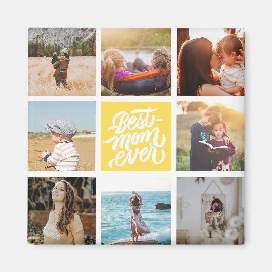 Beste mam ooit Gepersonaliseerd Foto Collage Yello Magneet (Voorkant)