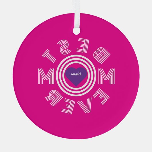 Beste mam ooit gepersonaliseerd glas ornament (Achterkant)