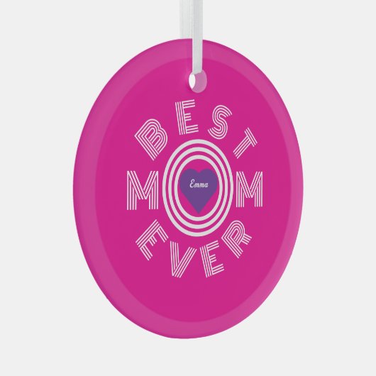 Beste mam ooit gepersonaliseerd glas ornament (Voorkant Rechts)