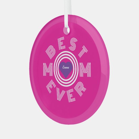 Beste mam ooit gepersonaliseerd glas ornament (Voorkant links)