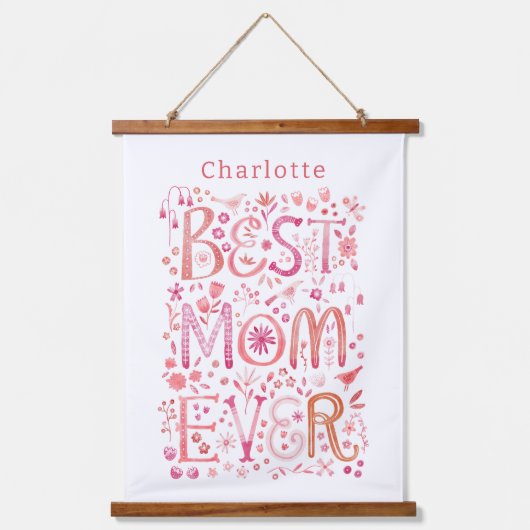 Beste mam ooit gepersonaliseerd hangend wandkleed (Voorkant)