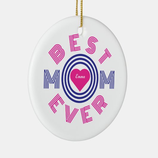 Beste mam ooit gepersonaliseerd keramisch ornament (Rechts)