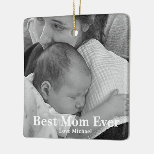 Beste Mam Ooit gepersonaliseerd Kerstmis Keramisch Ornament (Links)