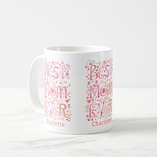 Beste mam ooit gepersonaliseerd koffiemok (Voorkant links)