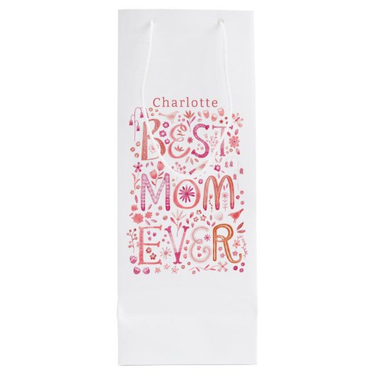 Beste mam ooit gepersonaliseerd wijn cadeautas (Achterkant)