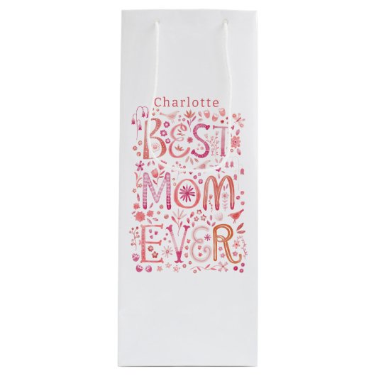 Beste mam ooit gepersonaliseerd wijn cadeautas (Voorkant)