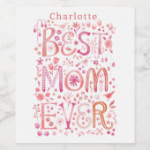 Beste mam ooit gepersonaliseerd wijn etiket (Enkel label)