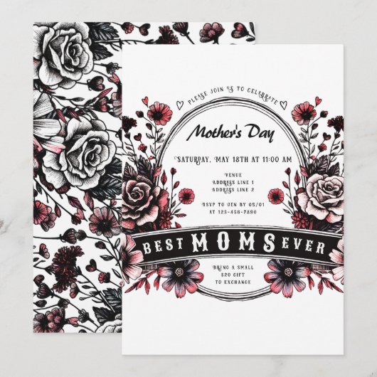 Beste Mam Ooit Gothic Wild Flower Badass Moederdag Kaart (Voorkant / Achterkant)