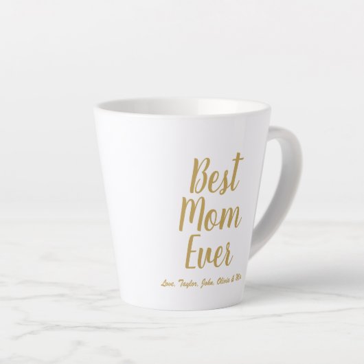 Beste mam ooit goud aangepast script gepersonalise latte mok (Rechterhoek)