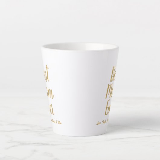 Beste mam ooit goud aangepast script gepersonalise latte mok (Voorkant)