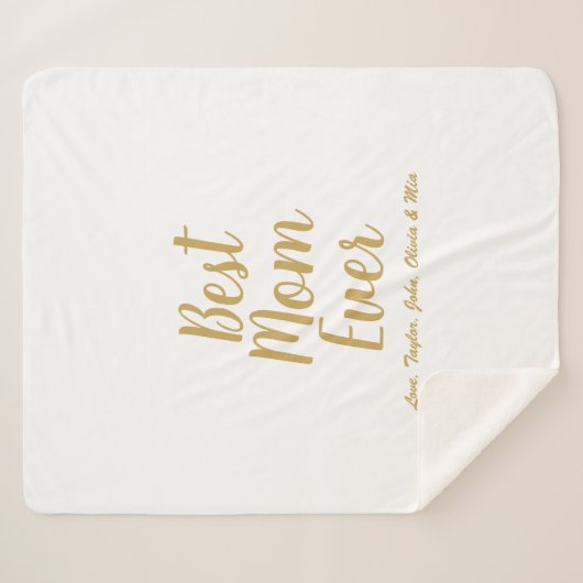 Beste mam ooit goud aangepast script gepersonalise sherpa deken (Voorkant (horizontaal))