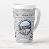 Beste mam ooit grijs hout - zeeanker latte mok (Rechterhoek)