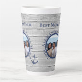 Beste mam ooit grijs hout - zeeanker latte mok (Voorkant)