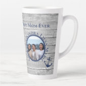 Beste mam ooit grijs hout - zeeanker latte mok (Rechts)