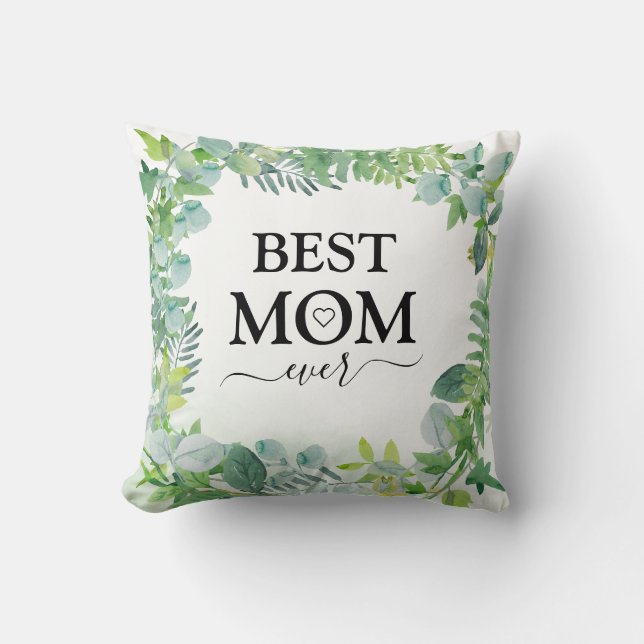 Beste Mam Ooit Groen Foliage Modern Kussen (Voorkant)