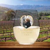 Beste Mam Ooit Hart Fotosjabloon Naam Datum Wijnglas Zonder Voet