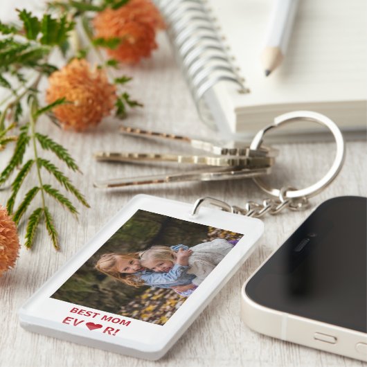 Beste Mam Ooit Hart Moederdag Foto Keepsake Sleutelhanger (Voorkant Rechts)