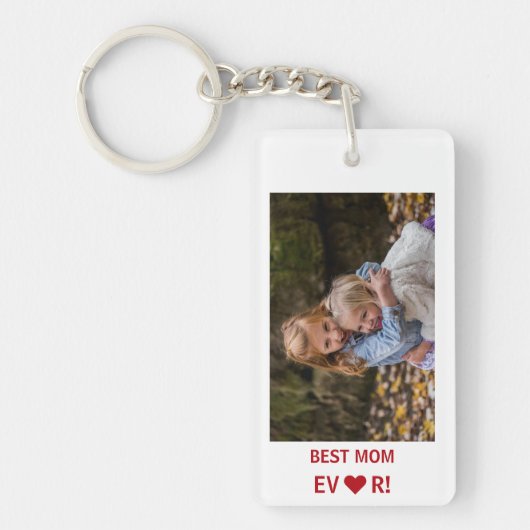 Beste Mam Ooit Hart Moederdag Foto Keepsake Sleutelhanger (Voorkant)
