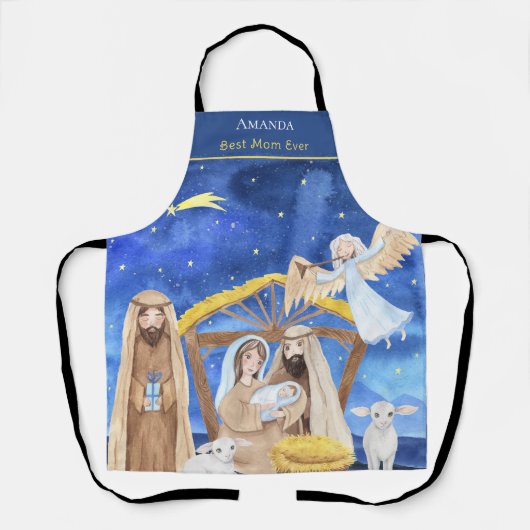 Beste Mam Ooit Kerstmis Geboorte Schort (Voorkant)