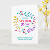 Beste mam ooit, kleurrijke bloemen kaart (Gele Bloem)