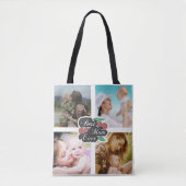 Beste Mam Ooit Leuk Hart Foto Collage Familienaam Tote Bag (Voorkant)