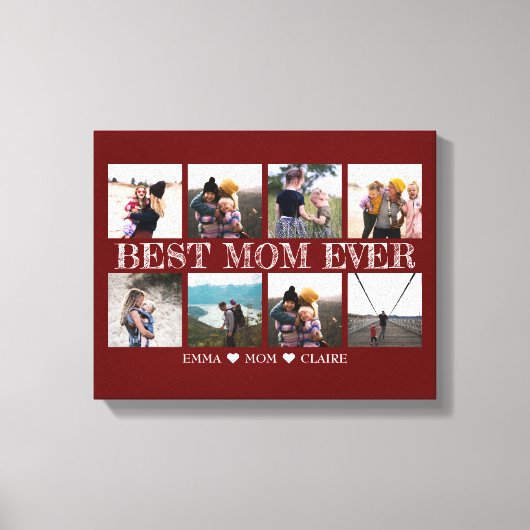 Beste Mam Ooit Maroon Fotocollage Canvas Afdruk (Voorkant)